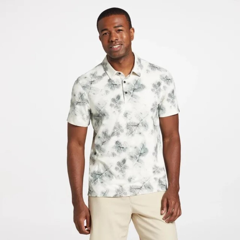 VRST Men's Rainwater Leaves Print Golf Polo